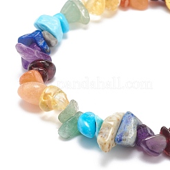 Natural & Synthetic Mixed Stone Chips Stretch Bracelet with Alloy Pixiu&nbsp;BJEW-JB08571
