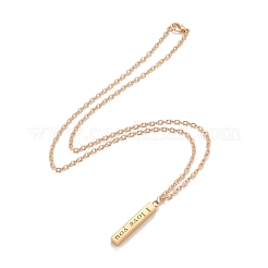Rectangle with Word I Love You 304 Stainless Steel Pendant Necklace with Alloy Cable Chain for Women&nbsp;NJEW-M192-01G