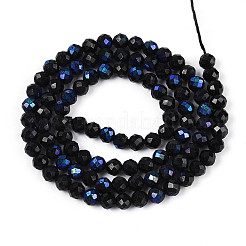 AB Color Plated Natural Black Spinel Beads Strands&nbsp;G-T144-B07-03