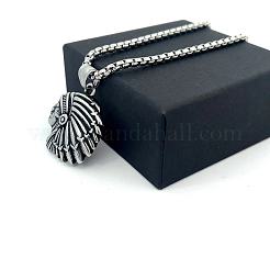 Vintage 304 Stainless Steel Native American Pendant Hip Hop Men's Necklaces&nbsp;ZS3655