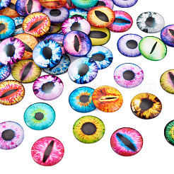 Eye Printed Glass Cabochons&nbsp;GGLA-BT0001-01