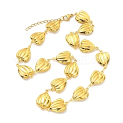 Valentine's Day 304 Stainless Steel Grooved Heart Link Chain Necklaces for Women&nbsp;NJEW-JN06132