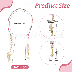 1Pc Alloy & Resin & Glass Seed Bead & Rhinestone Moon Star Beaded Chain Bookmarks&nbsp;AJEW-BM0001-40