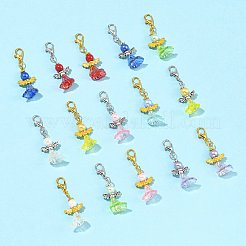 8Pcs Angel Acrylic & Glass Pearl Pendant Decorations&nbsp;HJEW-FS00070
