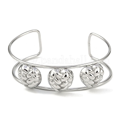 Non-Tarnish 304 Stainless Steel Wide Textured Open Cuff Bangles&nbsp;BJEW-Q348-05P-06