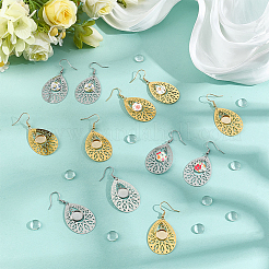 12 Pairs 2 Colors 304 Stainless Steel Teardrop Dangle Earring DIY Jewelry Kits&nbsp;EJEW-UN00031