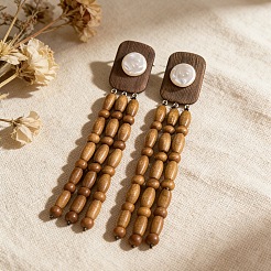 Wood & Imitation Pearl Stud Earrings&nbsp;WGE84F1-01