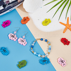 98Pcs 7 Colors Printed Wood Beads&nbsp;WOOD-SC0001-68