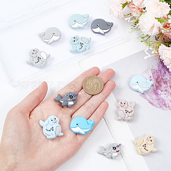 12Pcs 12 Style Whale/Dolphin/Sea Dog Food Grade Eco-Friendly Silicone Beads&nbsp;SIL-FH0001-11