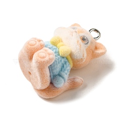 Cute Fox Flocking Resin Pendants&nbsp;MACR-Z001-02P