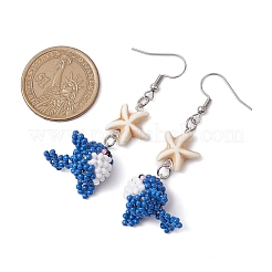 Handmade Glass Seed Beads Pendants Dangle Earrings&nbsp;EJEW-MZ00247