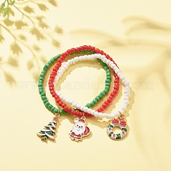 3Pcs 3 Style Glass Seed Stretch Bracelets Set&nbsp;BJEW-JB08200
