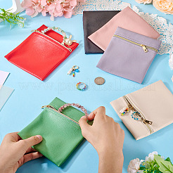 6Pcs 6 Colors Imitation Leather Jewelry Storage Zipper Bags&nbsp;ABAG-TA0001-72B
