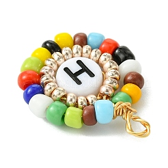 26 Pcs Acrylic Glass Seed Beaded Pendants&nbsp;PALLOY-MZ00303
