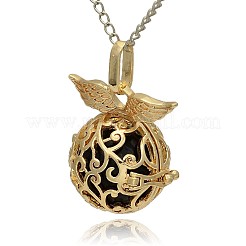 Golden Tone Brass Hollow Round Cage Pendants&nbsp;KK-J230-01G
