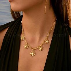 304 Stainless Steel 5 Sun Pendant Necklaces for Women&nbsp;WG2071C-01