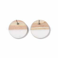 Resin & Wood Stud Earrings&nbsp;EJEW-N017-003A-C05