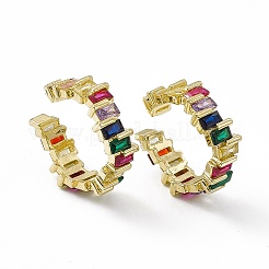 Colorful Cubic Zirconia Open Cuff Rings&nbsp;EJEW-F294-20G