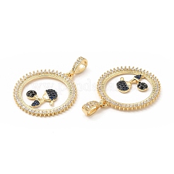 Brass Micro Pave Cubic Zirconia Pendants&nbsp;KK-H441-27G