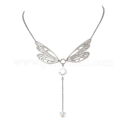 304 Stainless Steel & Glass Pendant Necklaces&nbsp;NJEW-TA00252