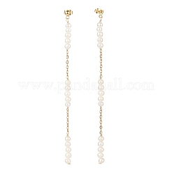 Natural Pearl Beaded Long Chain Dangle Stud Earrings&nbsp;EJEW-JE04932