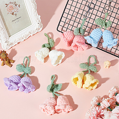 6Pcs 6 Colors Handmade Cotton Yarn Crochet Lily of the Valley Pendant Decorations&nbsp;DIY-FG0006-90