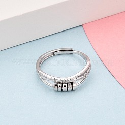 925 Sterling Silver Micro Pave Clear Cubic Zirconia Adjustable Finger Rings for Women&nbsp;STER-N016-136P