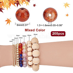 5 Colors Spray Painted & Baking Paint Crackle Glass Beads&nbsp;CCG-PH0003-17