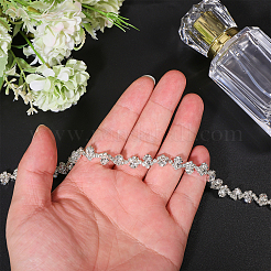 3.7M Flower Glass Rhinestone and Iron Cup Chain&nbsp;DIY-GL0006-10