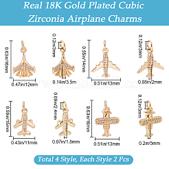 8Pcs 4 Style Brass Pave Cubic Zirconia Pendants&nbsp;KK-BBC0012-88