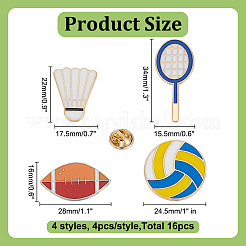 16Pcs 4 Styles Sport Enamel Lapel Pin Backs Brooch&nbsp;JEWB-AR0001-23