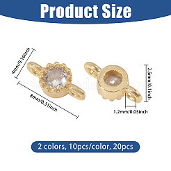 20Pcs 2 Colors Brass Pave Clear Cubic Zirconia Links&nbsp;KK-CA0003-81
