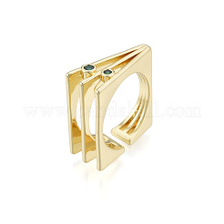 Cubic Zirconia Square Triple Layer Open Cuff Ring&nbsp;RJEW-N037-035A
