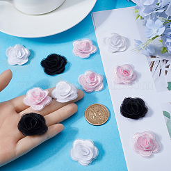 30Pcs 3 Styles 3D Rose Flower Polyester Computerized Embroidered Ornament Accessories&nbsp;FIND-GF0006-03B