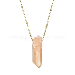 Electroplated Natural Quartz Crystal Prism Pendant Necklaces&nbsp;NJEW-JN05029-01