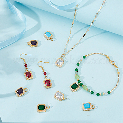 10Pcs 5 Colors Brass Glass Charms&nbsp;ZIRC-GA0001-18