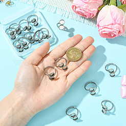 16Pcs 304 Stainless Steel Cuff Rings Components&nbsp;STAS-BBC0008-16