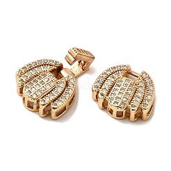 Brass Micro Pave Clear Cubic Zirconia Fold Over Clasps&nbsp;KK-C075-34G
