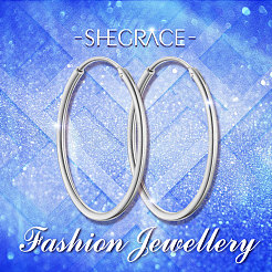 Rhodium Plated 925 Sterling Silver Hoop Earrings&nbsp;JE670A-02
