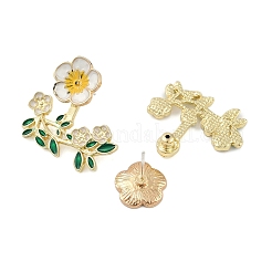 Flower with Leaf Enamel Stud Earrings&nbsp;EJEW-M005-04