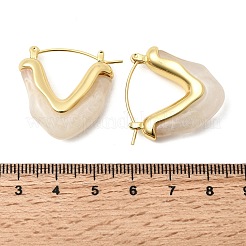 Brass Resin Hoop Earrings&nbsp;EJEW-P333-11A-G01