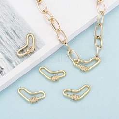 Brass Micro Pave Cubic Zirconia Screw Carabiner Lock Charms&nbsp;ZIRC-G160-60G