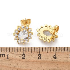 Brass Micro Pave Clear Cubic Zirconia Stud Earrings&nbsp;EJEW-C139-04G