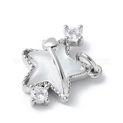 Brass Micro Pave Cubic Zirconia and Glass Pendants&nbsp;KK-F892-47P
