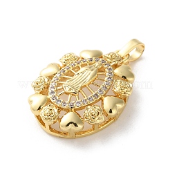 Brass Micro Pave Clear Cubic Zirconia Pendants&nbsp;KK-L227-005G