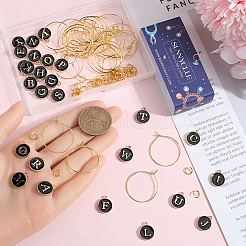 DIY Initial Letter A~Z Alphabet Brass Enamel Wine Glass Charm Rings Making Kits&nbsp;DIY-SC0024-59A