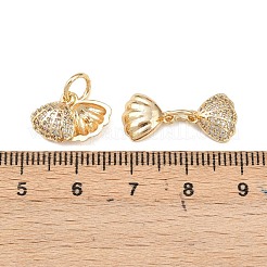 Brass Micro Pave Clear Cubic Zirconia Charms&nbsp;KK-C142-05LG
