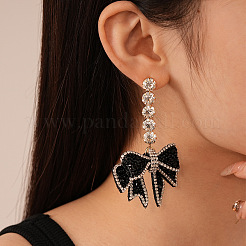 Bowknot Brass Rhinestone Dangle Stud Earrings&nbsp;FS-WGF8F1F-01
