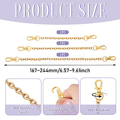 3Pcs 3 Styles 304 Stainless Steel Cable Chain Bag Extender Chains&nbsp;FIND-TA00001
