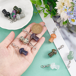 11Pcs 11 Style Mushroom Gemstone Pendant Decorations&nbsp;PALLOY-AB00138
